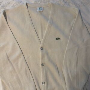 Izod Cream Cardigan Sweater V-Neck Knit